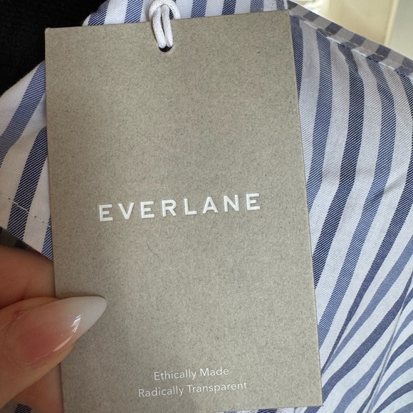 EVERLANE Ethically Made Boxy Cropped 100% Cotton Striped PJ Top Size Small NWT - Picture 8 of 9